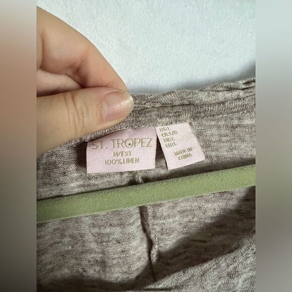 St. Tropez West 100% Linen Tank Top Tan size L - Picture 4 of 5